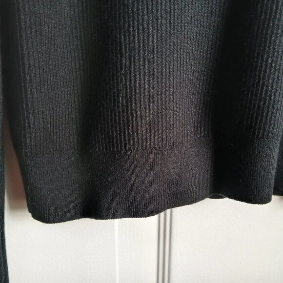 J Crew Black Romantic Puffy Long Sleeve Knit V Neck Sweater Size Small - Picture 3 of 10